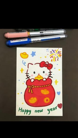 别走,招财猫在这里 #绘画教程 #简笔画教程 #简笔画 #丙烯马克笔 #手绘小卡