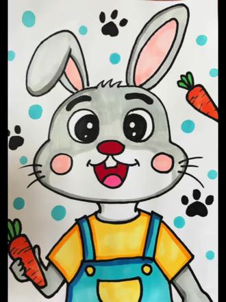 今天我们来画小兔兔咯,大家一起画起来吧!#可爱手绘小兔子 #兔子简笔画 #临汾学画画