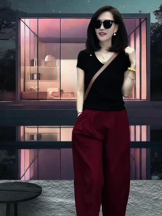 夏季小个子减龄穿搭懒惰风干练气质网红炸街上衣显瘦搭配休闲裤子套装#裤子穿搭 #简约大气 #套装显瘦穿搭 #时尚穿搭分享 #创作灵感