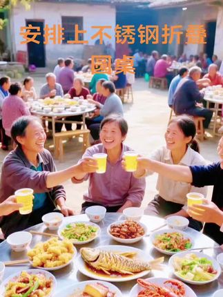 #红红(安)#一起吃饭#不锈钢折叠餐桌#圆桌#不锈钢折叠圆桌
