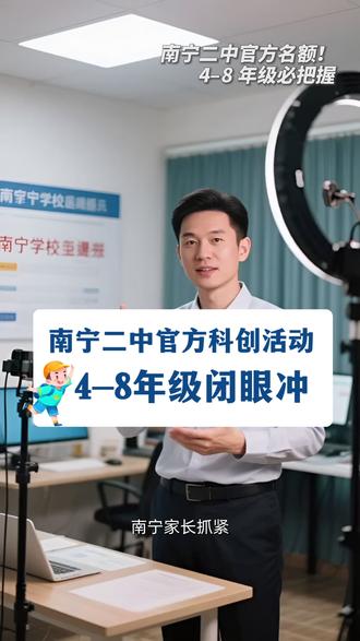 南宁本地家长必看!南宁二中正规官方科创活动 南宁本地家长必看!南宁二中正规官方科创活动
面向四至八年级学生,优质名校资源难得一见
锻炼逻辑思维,拓宽孩子眼界,积累优质成长经历
机会稀缺,把握孩子黄金成长阶段✨
抖音精准热门话题(按流量权重排序)
#南宁家长 #南宁中小学 #南宁教育 #南宁二中 #升学资讯