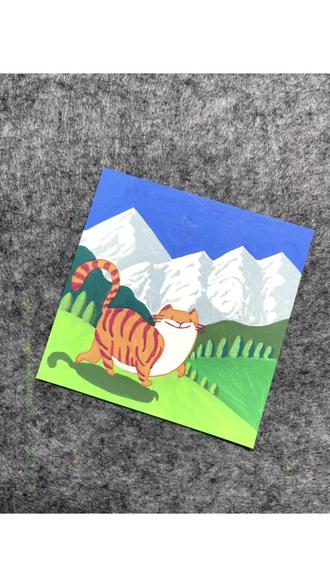 让画替我去旅行,今日份治愈:雪山下的小橘猫#绘画教程 #手绘画画 #画 #画一个故事
