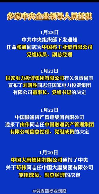 多家中央企业领导人员任职 #金融 #央企