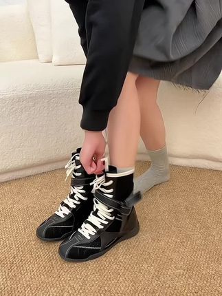 内增高马丁靴女2025新款小个子中筒靴拳击靴子复古厚底百搭德训靴#女鞋穿搭 #jk制服穿搭 #休闲穿搭 #女鞋韩系慵懒风 #穿搭穿搭
