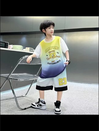 男童夏装速干套装23号篮球服新款男孩夏季短袖儿童装运动球衣服潮