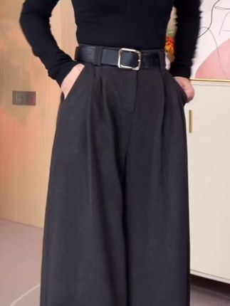 【冬款毛呢】双面毛呢高腰阔腿拖地裤加厚秋冬款2025#简约大气 #穿出大长腿 #高腰阔腿裤显瘦又显高 #阔腿裤女秋冬款 #简约大气