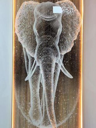 带灯光的大象晶瓷镶钻手工挂画,装饰客厅超亮眼! #带灯光挂画 #玄关装饰画 #手工大象画 #晶瓷镶钻画 #客厅壁画