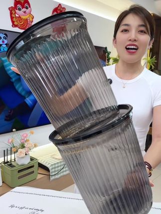 家用透明轻奢客厅大号卧室厨房卫生间亚克力压圈垃圾桶#好物推荐🔥 #家居好物 #好物推荐分享 #生活必备