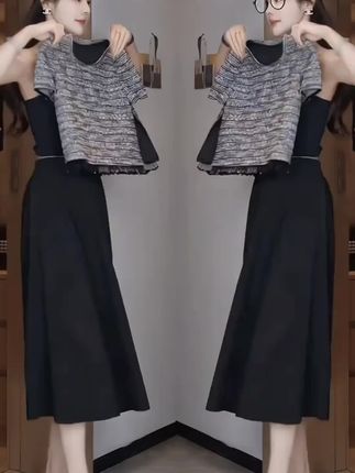 【现货】夏季一整套女装2025年新款韩版气质短袖上衣半身裙两件套
