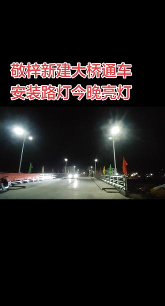 敬梓新建大桥通车安装路灯今晚亮灯