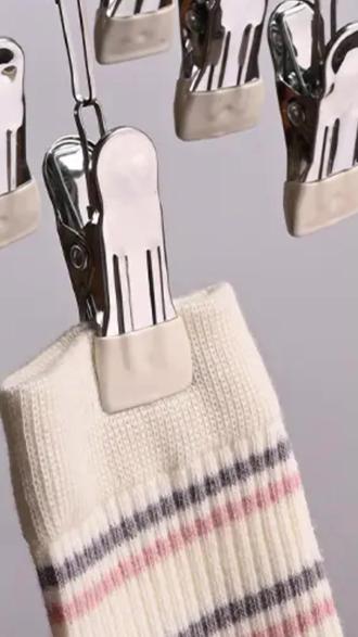 晾晒架 不锈钢20夹晾晒架家用袜子内衣儿童围兜阳台多功能多夹子晾晒挂钩#家居好物 #儿童围兜晾晒 #阳台晾晒 #收纳神器 #家居单品