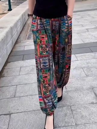 复古花色休闲裤#面料舒适透气 #时尚气质穿搭 #休闲裤