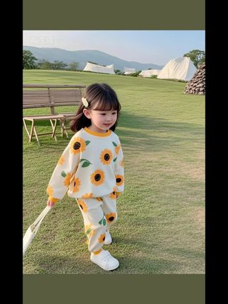 女童春秋款套装2025新款洋气时髦儿童向日葵女孩宝宝秋季秋装早秋#春秋穿搭 #好物分享推荐 #母婴好物 #小童穿搭