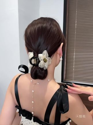 轻奢网纱水钻花朵抓夹,秒变精致女神#发饰发夹 #仙女饰品 #好看发型 #抓夹 #姐妹