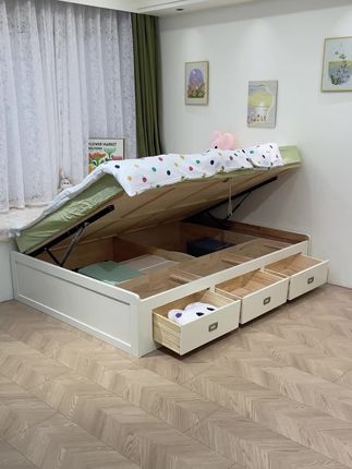 小户型推荐无床头榻榻米床 #实木床 #榻榻米 #无床头床 #高箱储物床