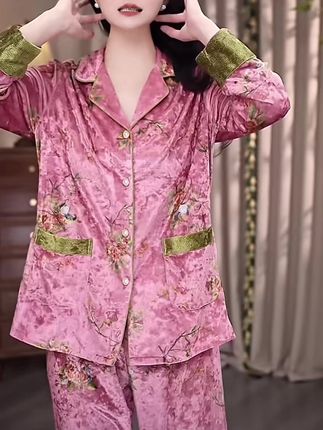 【金钻绒】睡衣女套装春秋季2025新款长袖金丝绒家居服可外穿#时尚穿搭时尚穿搭时尚 #谁穿谁漂亮 #优雅气质 #最美穿搭