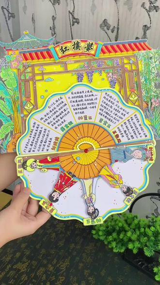 好书推荐四大名著红楼梦立体手抄报教程 漂亮的#红楼梦立体手抄报,四大名著好书推荐卡,立体阅读卡材料包电子版图片可打印,小学五年级好书推荐!#好书推荐#红楼梦手抄报#四大名著#手抄报素材