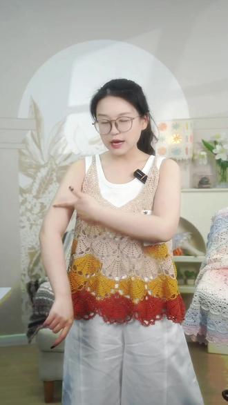 苏苏姐家青沐银杏背心手工DIY钩针纯棉蕾丝线毛线团自制材料包#手工编织毛衣 #编织衣服 #编织 #手工编织#钩织图解