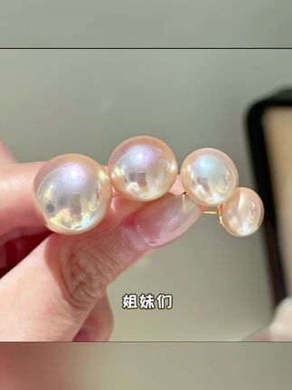 铜合金仿珍珠耳饰 扁圆强光百搭小众时尚简约高级轻奢耳钉女1142 #好物推荐 #热卖 #爆款