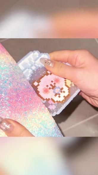 拼豆熨烫布闪粉彩虹渐变格利特布料手工DIY闪光格力特亮片布粗厚#拼豆 #拼豆豆 #教程 #kitty猫 #手工