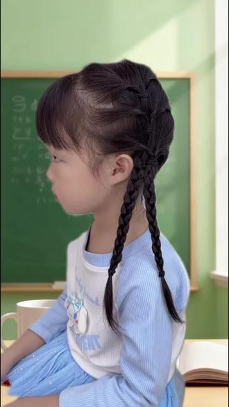上幼儿园发型这样扎,简单又可爱#儿童编发 #编发教程 #上学发型