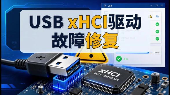 USB xHCI驱动故障修复 USB突然失灵,别急着怀疑硬件坏了 xHCI黄色感叹号,多半是驱动或设置问题 这条视频教你快速排查并恢复USB功能 适合重装系统后、更新后USB异常的情况#usb设备无法识别 #xhci模式是什么意思 #驱动人生 #鼠标键盘失灵 #usb驱动