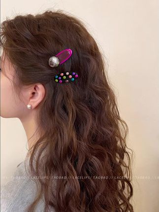 韩系边夹高级感彩色滴釉波点鸭嘴夹发夹女甜美气质刘海碎发侧发饰#网红发饰 #时尚饰品 #学生党必备 #今日分享 #耳饰搭配