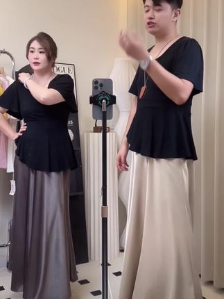 #大码鱼尾裙 #显瘦穿搭 8087-【现货+运费险+松紧腰】女装夏显瘦微胖大码气质鱼尾裙半身裙#面料柔软舒适 #鱼尾裙搭配 #穿出高级感