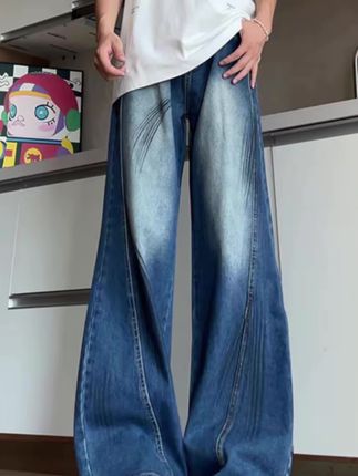 一款很修饰腿型的高腰阔腿牛仔裤#牛仔裤 #阔腿裤#牛仔裤穿搭 #牛仔裤 #男友穿搭