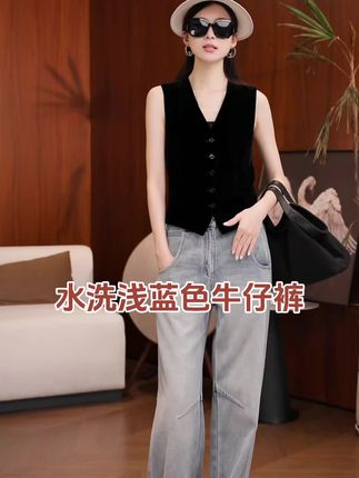 ##显高显瘦 #时尚百搭牛仔裤 #自带高级感 #阔腿走路带风 #显瘦牛仔裤