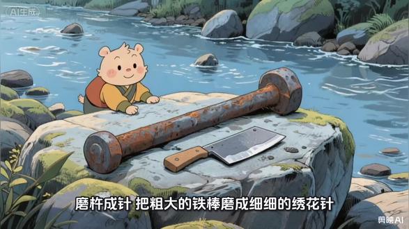 小朋友们,你知道《磨杵成针》的故事吗?#历史典故#历史典故成语 #儿童科普#磨杵成针成语故事 #铁杵磨成针