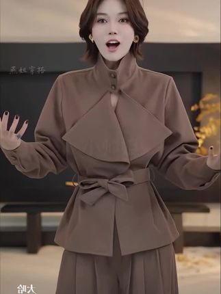 秋季新款#高品质女装#复古 重工大翻领毛呢长袖外套#时髦穿搭