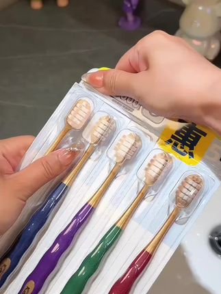 卡斯丽/5支莫兰迪成人宽头软毛独立超细柔软高档家用套装细丝牙刷