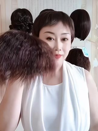 全真发一片式遮白发玉米烫头顶补发片 #轻薄透气 #遮盖白发 #假发 #头顶补发片#全真发