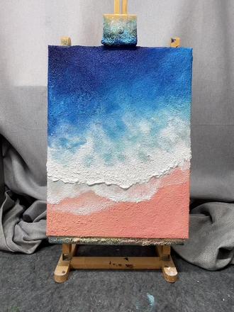 好多同学都喜欢肌理画,简单出效果,家装也比较现代,来试试吧 #大海肌理画 #画画 #肌理画 #零基础学画画 #画画教程