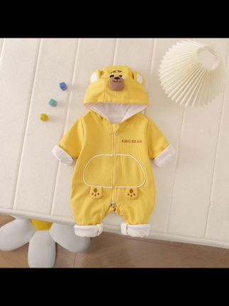 新生婴儿连体衣春装可爱小熊连帽哈衣男女宝宝双层外套春秋外出服 #母婴好物 #萌娃穿搭 #童装搭配 #高品质童装 #连体衣