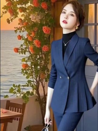 职业装女性套装时尚高端职场通勤秋冬条纹西装气质高级感女士正装职业装女性套装时尚高端职场通勤秋冬条纹西装气质高级感女士正装