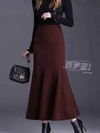 #AI扩图 #冬季毛呢#秋冬鱼尾裙 女显瘦长裙2025秋冬新款裙子#高腰气质包臀半身裙#冬季毛呢半身裙