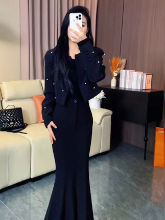 秋冬2025新款中长款裙子女气质黑色加绒高腰包臀鱼尾裙半身裙长裙#DUO小助手 #时尚穿搭洋气时髦 #优雅高贵大方 #duo小助手推广作品上热门