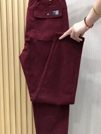 秋季新款宽松小直脚休闲裤#秋季穿搭 #宽松版型 #条绒裤