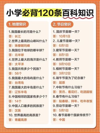 史上超全!语文考哭了的百科常识题!中小学生赶紧背,早晚要考的!#小学语文必背百科常识题#育儿知识#文学常识