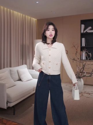 老琴私服【巴黎香榭】琥珀流光风绵羊毛小香风针织开衫毛衣女 92514#高级感穿搭 #针织衫 #秋冬穿搭 #高级感穿搭 #早秋贵气感穿搭