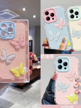 三只蝴蝶适用苹果15/14/13透明iPhone16promax果冻奶油卡通手机壳#手机壳 #手机壳推荐 #爆款热卖中 #3c好物推荐 #数码科技 @DOU+上热门