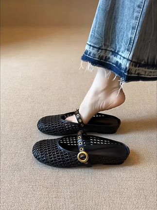 编织拖鞋#半拖鞋 #编织半拖鞋#夏季凉鞋