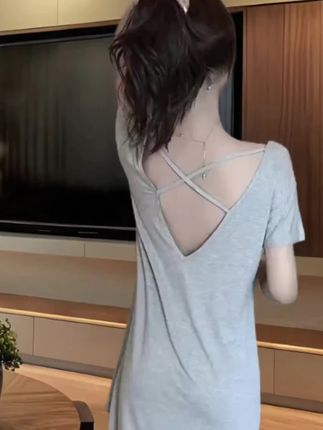 自带胸垫家居服#温柔风穿搭 #女人味穿搭 #夏季新款 #睡裙家居服