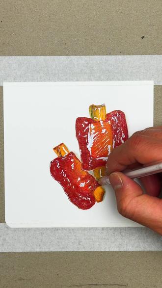 红烧排骨你学会了吗 #艺术在抖音 #画画 #红烧排骨 #少儿国画 #画美食