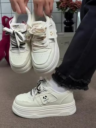 环球奶fufu小白鞋子可爱高颜值超软底板鞋女松糕厚底增高学生百搭#穿搭 #休闲鞋 #鞋子 #运动鞋 #女鞋