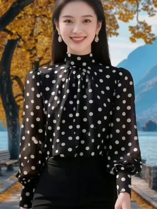 #波点衬衫上衣#衬衫上衣#波点上衣#分享 时尚穿搭#气质时尚穿搭