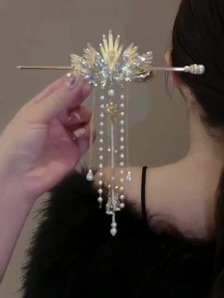 天使之翼发簪,新中式古风盘发必备高级感发饰! #女性盘发发饰 #旗袍搭配发钗 #女性发簪 #后脑勺盘发发簪 #女式发簪