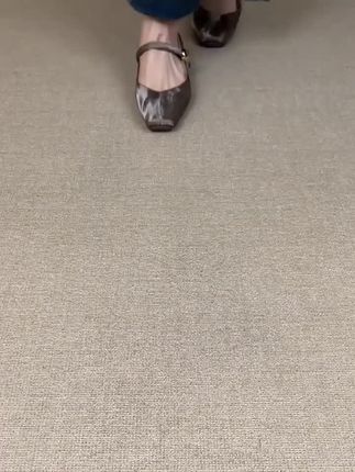 时尚简约休闲小单鞋女2025春夏绒面一字带扣粗跟方头浅口玛丽珍鞋##平底鞋#休闲鞋